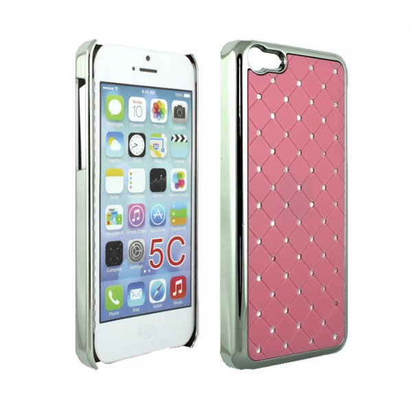 Wholesale iPhone 5C Star Diamond Chrome Case (Pink)